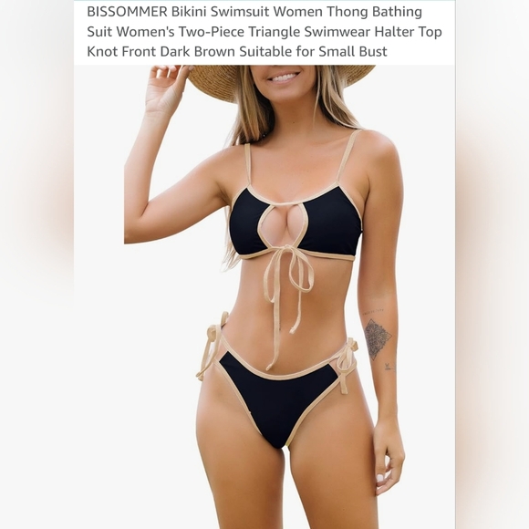 Women's Black and Tan Bikini Swimsuit, Size Large, New In Bag - Picture 1 of 4